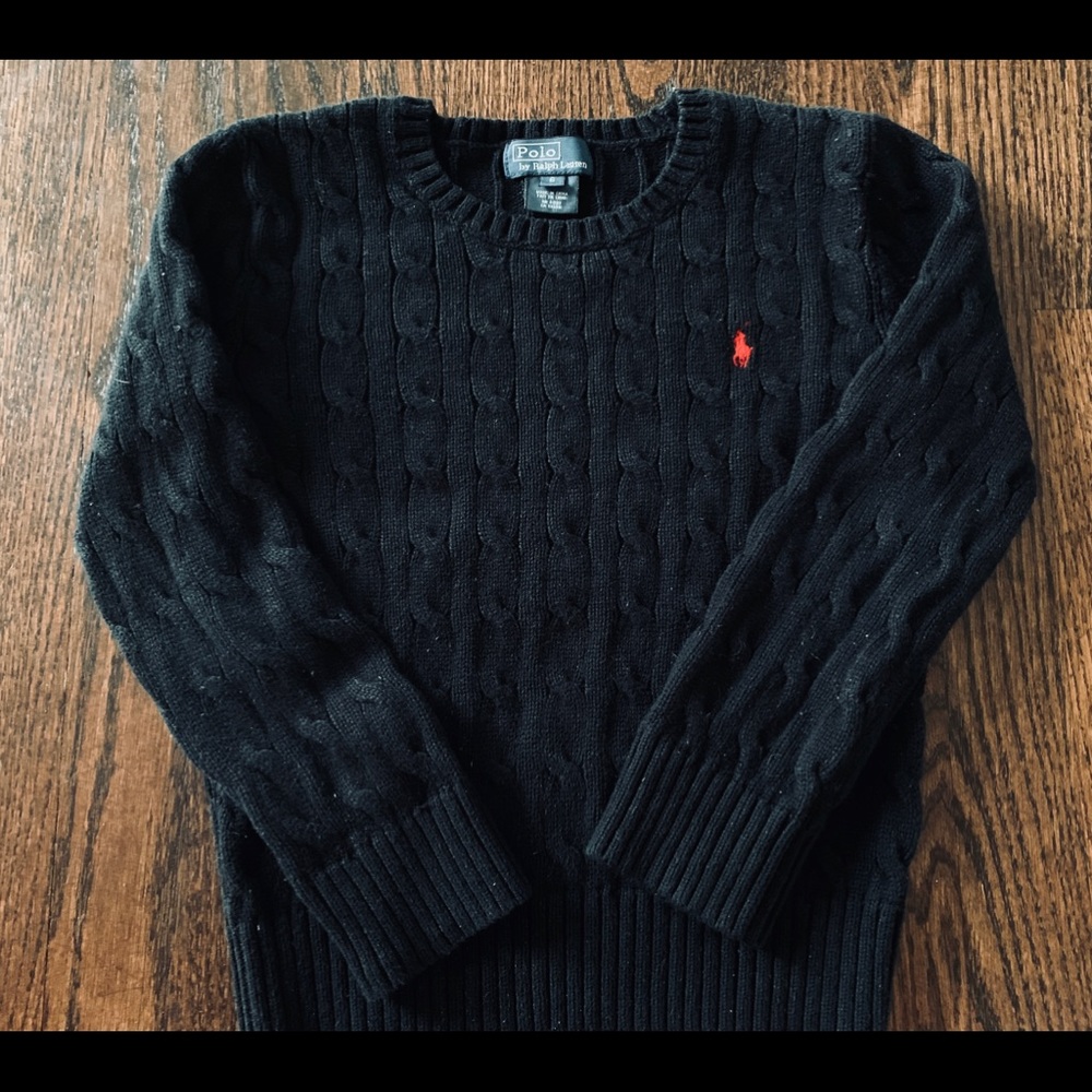 Black Polo Ralph Lauren cabled cotton sweater-boys